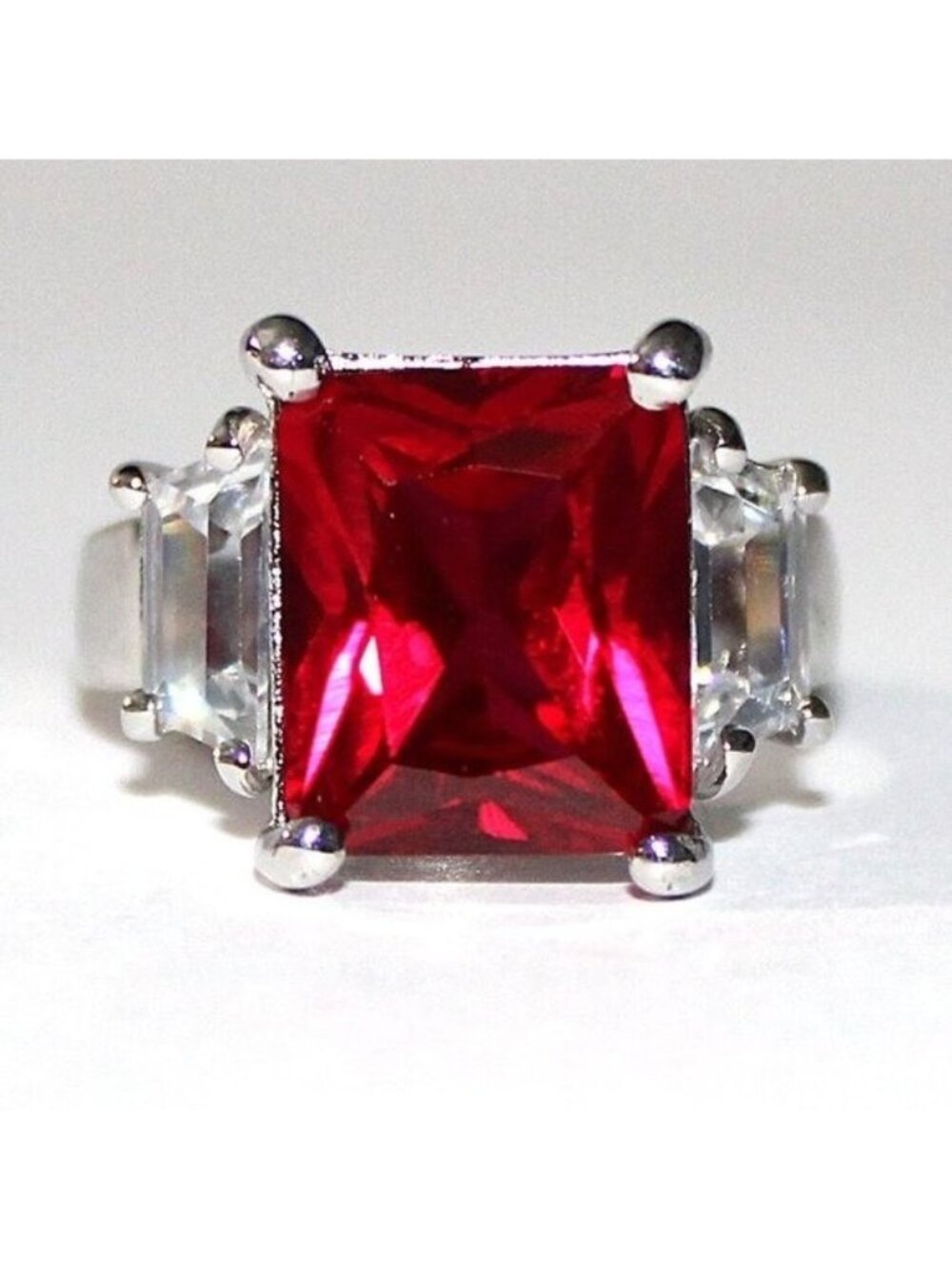 Sterling Silver Lab Created Ruby Ring